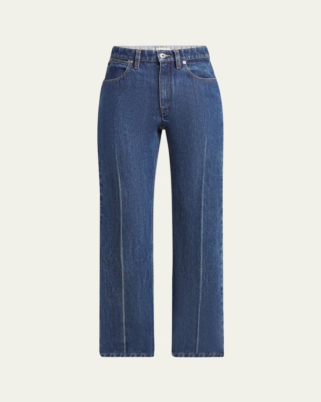 High-Rise Crease-Line Slim-Leg Jeans